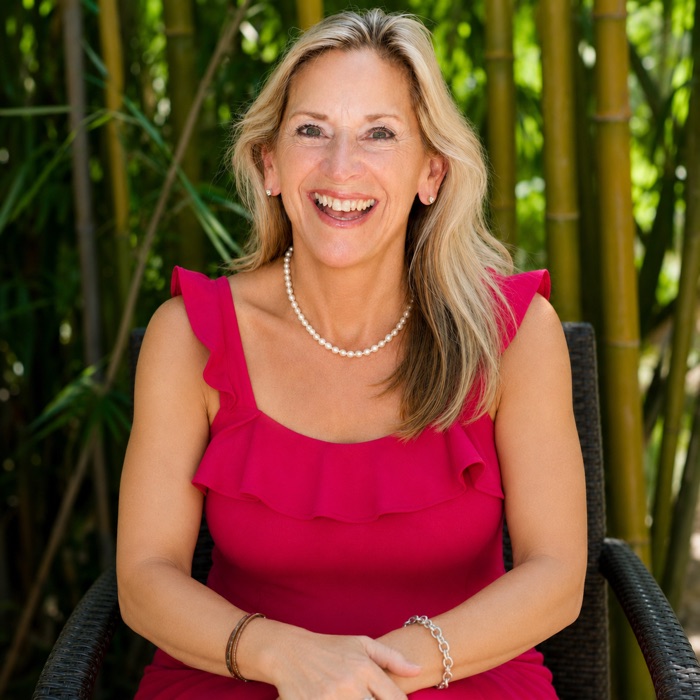 Jennifer, laughing in a bamboo garden